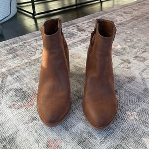 Brown leather booties